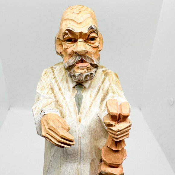 SOLD Vtg German Carved Wood Doctor Obstetrician Creepy Baby Halloween Oddities - Picture 6 of 11